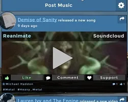 The NestedBird.com website, listing local bands