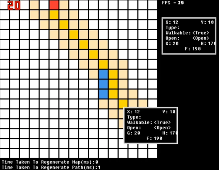 An A* pathfinding visualisation from one of my engines